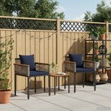 vidaXL Tuinmeubelset met kussens, grijs en marineblauw, van polyrotan