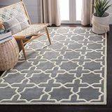 Safavieh Tapijt met geometrische motieven, handgetuft, wollen tapijt, donkergrijs/ivoorkleurig, 160 x 230 cm