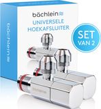 Merkloos / Sans marque Bächlein Universele Hoekafsluiter Zelfdichtend (Set van 2) - 1/2 inch, Metaal, Zilver
