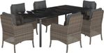 vidaXL 7-delige tuinset met kussens, polyrattan, grijs