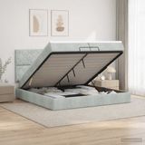 vidaXL Ottoman bed met matras Lichtgrijs 200 x 200 cm Fluweel