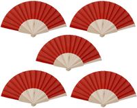 Merkloos Spaanse waaier - 5x - rood - 42 x 23 cm - bamboe - verkoelend - handwaaier