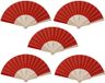 Merkloos Spaanse waaier - 5x - rood - 42 x 23 cm - bamboe - verkoelend - handwaaier