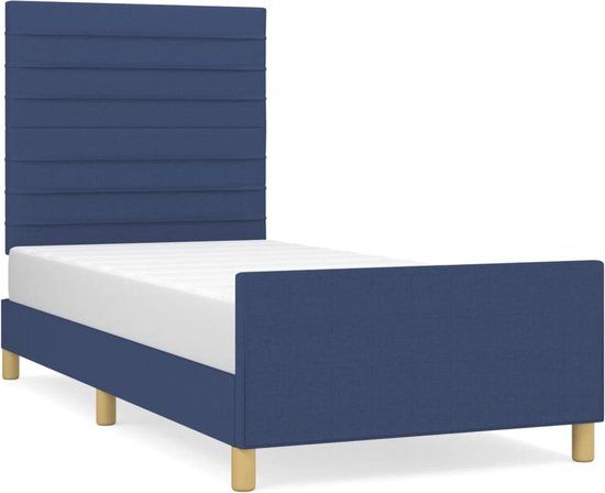 vidaXL Bedframe zonder matras 90x200 cm stof blauw