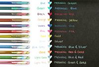 Pentel Dual Metallic Stickpen Zwart, Blauw, Goud, Zilver 4 stuk(s)