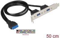 Delock Slot bracket 1 x 19 pin USB 3.0 pin header female internal > 2 x USB 3.0 Type-A female external