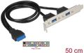 Delock Slot bracket 1 x 19 pin USB 3.0 pin header female internal > 2 x USB 3.0 Type-A female external