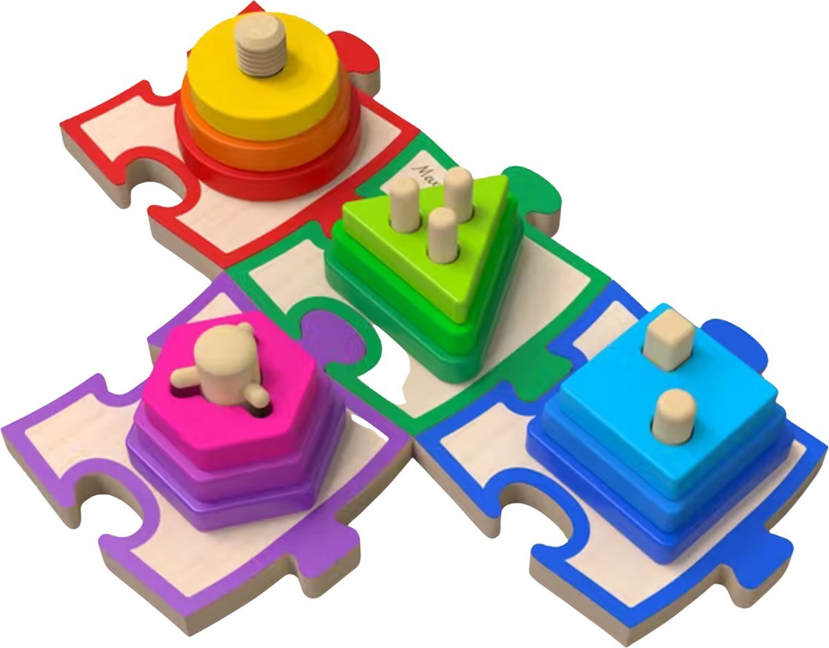 MAX AND LEA Educatieve Houten 3D Puzzel - Puzzel voor Kinderen - Educatief - Duurzaam - Speelgoed 1 jaar