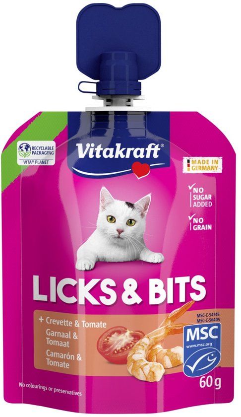 Vitakraft Licks & Bits Kat Kaas & Garnaal 1 x 60 gr