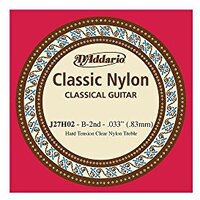 D'Addario J27H02 B-2nd Single Classic Nylon Guitar String, Hard Tension