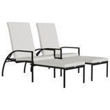 VidaXL Chaises longues 2 pcs avec repose-pieds polyéthylène rotin marron