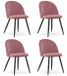 LEOBERT Set de 4 Chaises BELLO - Velours Rose Foncé, Pieds en Métal Noir