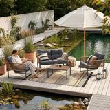 casa.pro 4-delige Karg loungeset met bank, tafel en 2 stoelen, donkergrijs en rotanlook