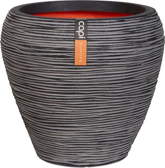 Capi Europe Vaas Taps Rond Rib NL - 42x38 cm - Antraciet