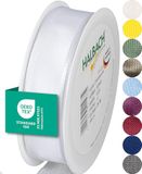 Halbach Seidenbänder Premium cadeaulint met draadrand, breedte 25 mm, lengte 25 m, Öko-Tex 100 gecertificeerd lint, taftband, made in Germany, kleur: wit