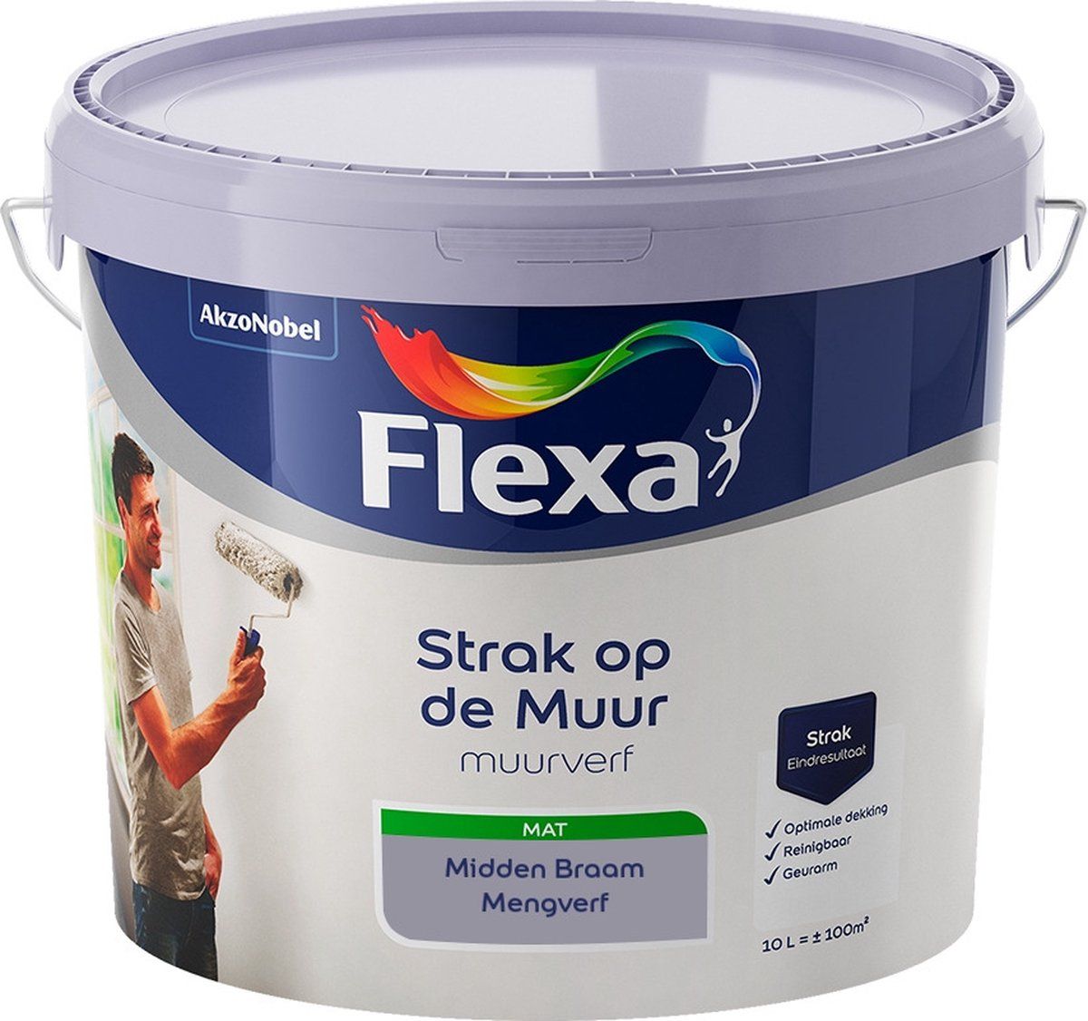 FLEXA Strak op de Muur Muurverf - Mat - Midden Braam - 10 liter
