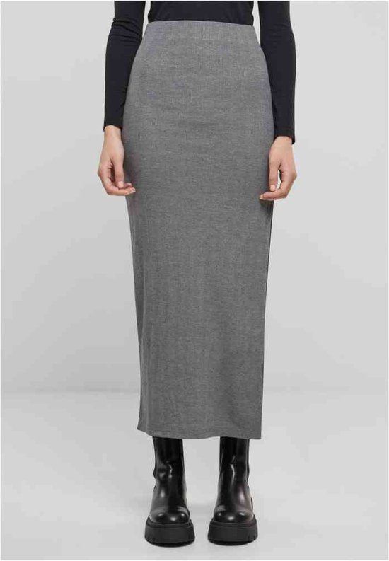 Urban Classics Rib High Slit Lange rok - Grijs - XL