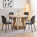 Ensemble de salle à manger, 5 pièces - Table de salle à manger en bois de bœuf, 120 cm de large, avec 4 chaises rembourrées - Cadre en métal - Design moderne et minimaliste - Gris foncé