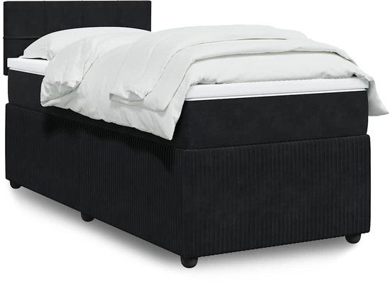 vidaXL Boxspring met matras fluweel zwart 100x200 cm