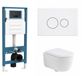 QeramiQ Dely Swirl Toiletset - Hangend toilet - Inbouwreservoir - Zonder spoelrand - Diepspoel - PK afvoer - Dual flush - Inclusief deksel: Nee - Soft-close - Afklikbare zitting - Keramiek - Standaard diepte - Mat wit