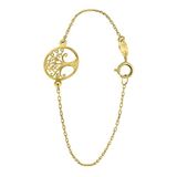Lucardi Dames Armband levensboom - 14 karaat goud - Armband - Cadeau - 19 cm - Geelgoud
