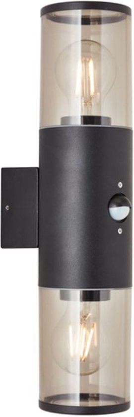 Brilliant Sergioro Buiten wandlamp met bewegingssensor - Zwart