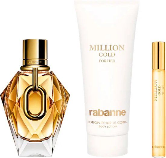 Paco Rabanne Million Gold For Her Gift Set - Eau de Parfum (90ml) + Body Lotion (100ml) + Eau de Parfum (10ml)