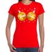 Bellatio Decorations Fout kerst t-shirt rood met gouden kerst ballen borsten voor dames - kerstkleding / christmas outfit S
