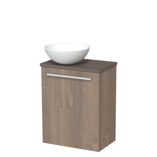 Maxaro Toiletmeubel met Waskom Keramiek Modulo Middenbruin Eiken Vlak 41 cm Donkerbruin Eiken Blad