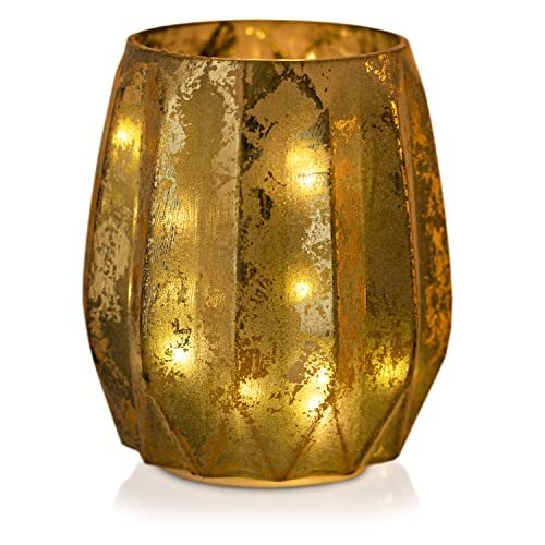 AmeliaHome LED Deco glazen verlichting sfeerverlichting van glas Cordoba fles groen goud