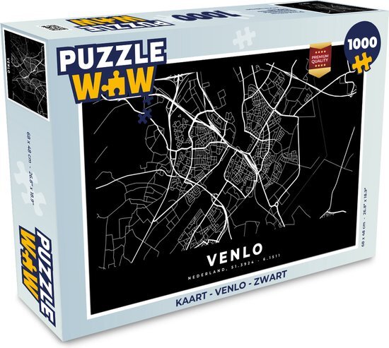 MuchoWow Puzzel Kaart - Venlo - Zwart - Legpuzzel - Puzzel 1000 stukjes volwassenen