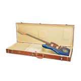 Crossrock Reliëf-serie - Houten koffer voor Jazzmaster/Jaguar-stijl elektrische gitaren, met sterk gestructureerd oppervlak, nertsen imitatievlees, roestvrijstalen vergrendelingen, redwood