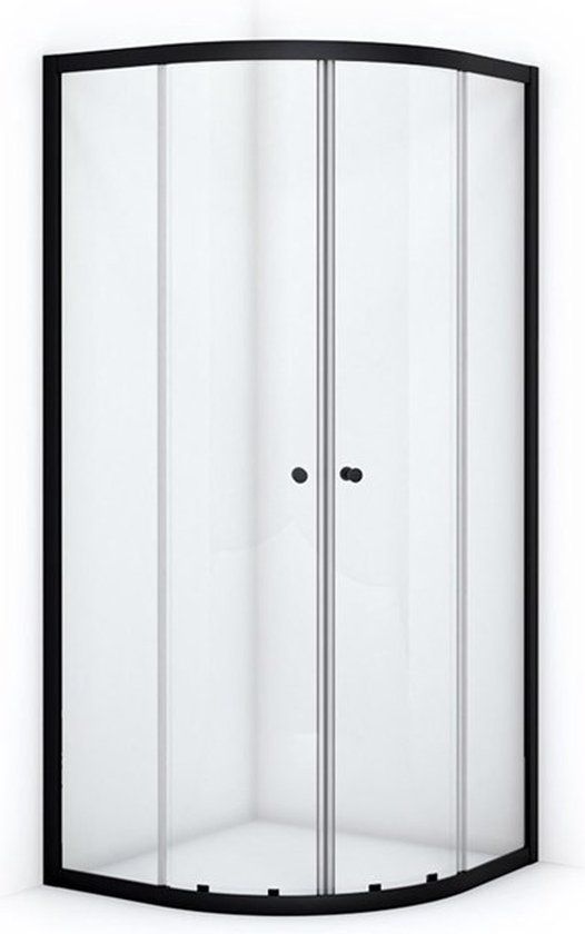 Maxaro Ruby Allure Douchecabine 100x100 cm Mat zwart Helder glas Schuifdeur Kwartrond
