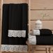 PETTI Artigiani Italiani - Serviettes de bain en tissu éponge 100 % coton, set de serviettes 1 + 1, 2 pièces, 1 gant de toilette et 1 serviette, noir