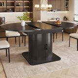 okwish Eettafel met uitschuifbaar blad, eettafel met opbergruimte en uitneembare planken, geschikt voor kleine appartementen