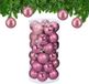 Relaxdays Kerstballen - set van 30 - plastic - Ø 6 cm - onbreekbaar - roze