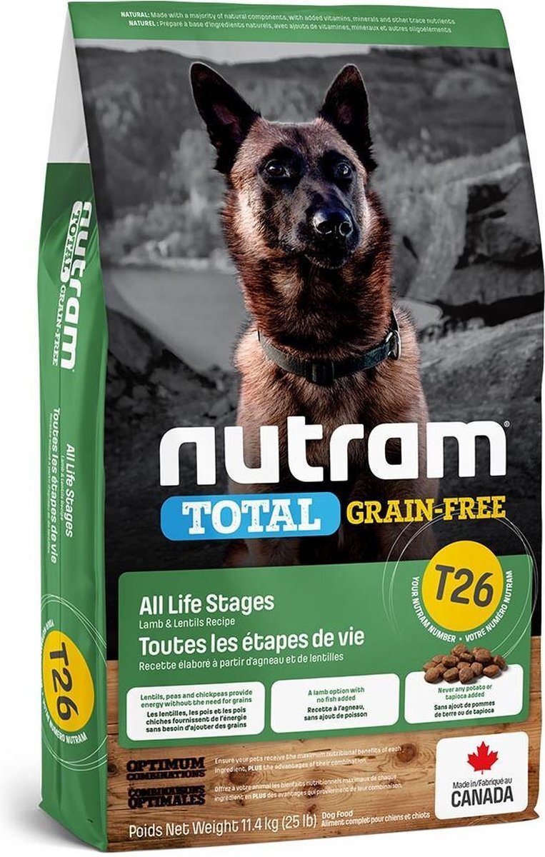 Nutram hondenvoer Graanvrij Lam & Peulvruchten T26 11,4 kg - Hond