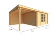 Warentuin collection Blokhut, tuinhuisje met overkapping Els-Demi 800 cm bij 350 cm diep lessenaarsdak II
