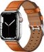 By Qubix Qubix - Leren Apple Watch bandje - Lichtbruin/Zilver - 38/40/41/42mm