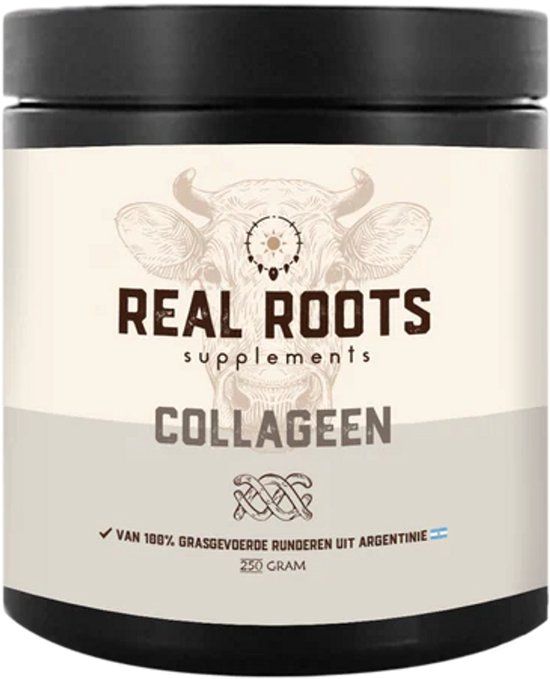 Real Roots Collageen Poeder - Colagen Powder - Gehydrolyseerd - Rijk aan aminozuren - van 100% Grasgevoerde Runderen - 250 gram