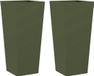 vidaXL Plantenbakken - Staal - 35x35x75 cm - 2 stuks - Olijfgroen