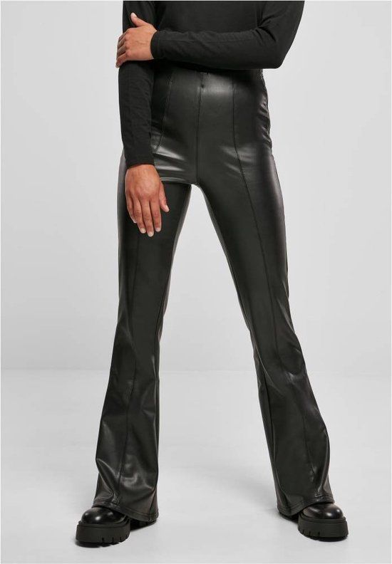 Urban Classics Synthetic Leather Flared Pants - Women - Black - Size XL