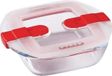 Pyrex Cook & Heat boîte de conservation rectangulaire, 25 x 22 cm, 2,2 litres, verre borosilicaté, avec couvercle avec évents