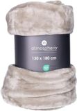 Atmosphera Plaid deken - lichtgrijs - polyester - 130 x 180 cm - Bankdeken - Fleece plaid
