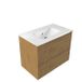 Saniclass Meuble de salle de bain - 80x45x62cm - Lavabo en céramique Vygo blanc - 1 vasque - sans trou de robinetterie - 2 tiroirs - chêne mat naturel