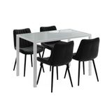 Vicco Grand Dining Table Set, White 120 x 70 cm | with 4 Chairs (Black)
