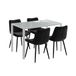 Vicco Grand Dining Table Set, White 120 x 70 cm | with 4 Chairs (Black)