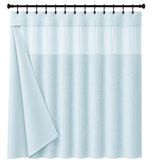 Dainty Home Smart Design 2-in-1 wafel-douchegordijn, hotelspa om op te hangen, afneembaar, waterdicht, afneembaar, 182,9 cm breed x 182,9 cm lang, lichtblauw