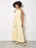 Apricot Jumpsuit met wijde pijpen van katoenmix Geel