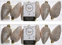 Decoris Kaemingk B.V. 12x Licht parel/champagne dennenappels kerstballen 8 cm